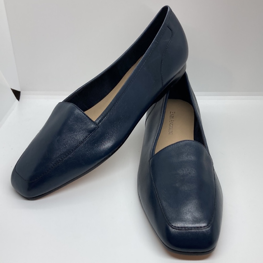 New Enzo Angiolini Women’s Navy Leather Liberty Flat/Loafer- Size 8N